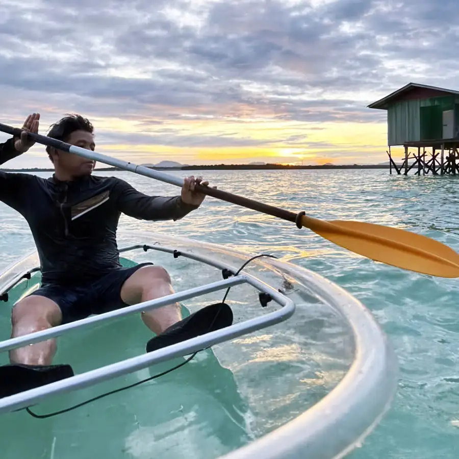 Kayaking at sunset from Egang Egang Resort